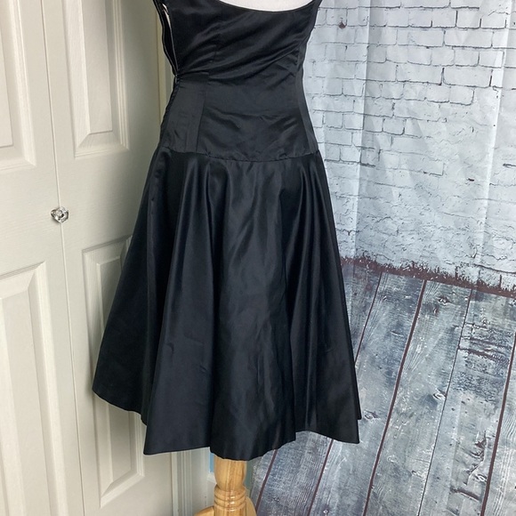 Vintage 50s Nicholas Ungar little black dress 100% Silk drop waist retro madmen - Picture 10 of 16